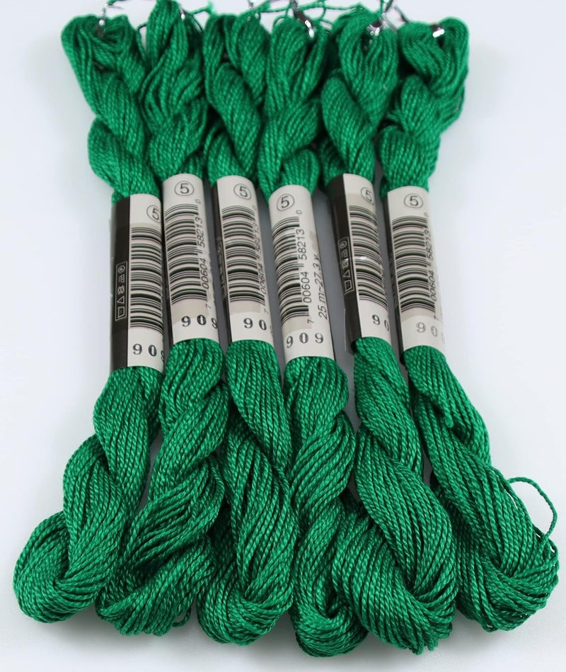 KCS 25 M/Skein Mercerized Pearl Cotton Crochet Needlepoint Thread,Size 5,6 skeins,Emerald Green vy dk - Image 3